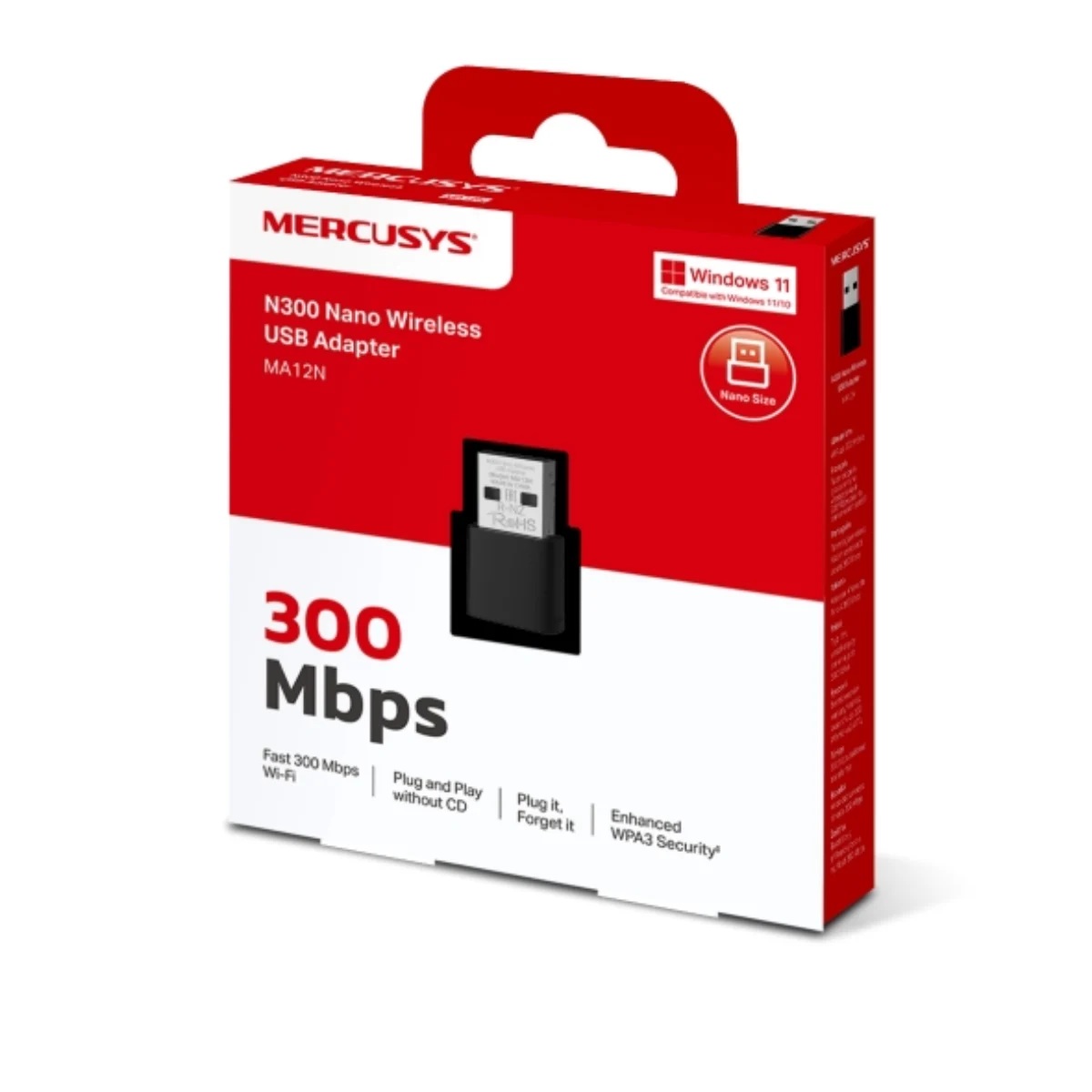 MA12N Nano P.RedW USB Mercusys 300Mbps
